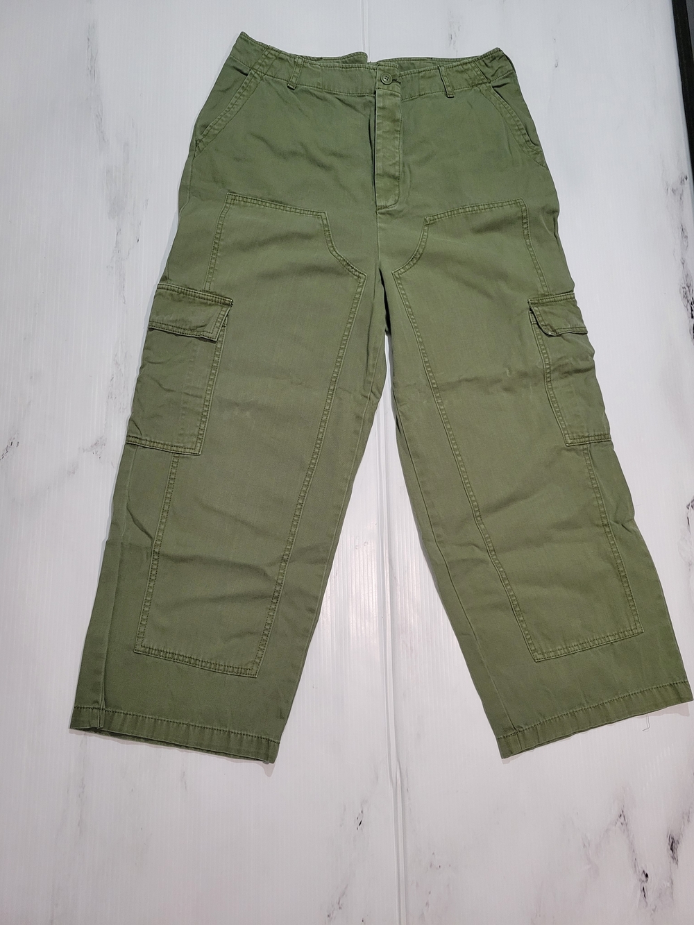 Universal Thread Womens Size 12 High Rise Wide Leg Cargo Utility Pants Olive Gre